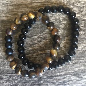 Black and Brown bead bracelet set